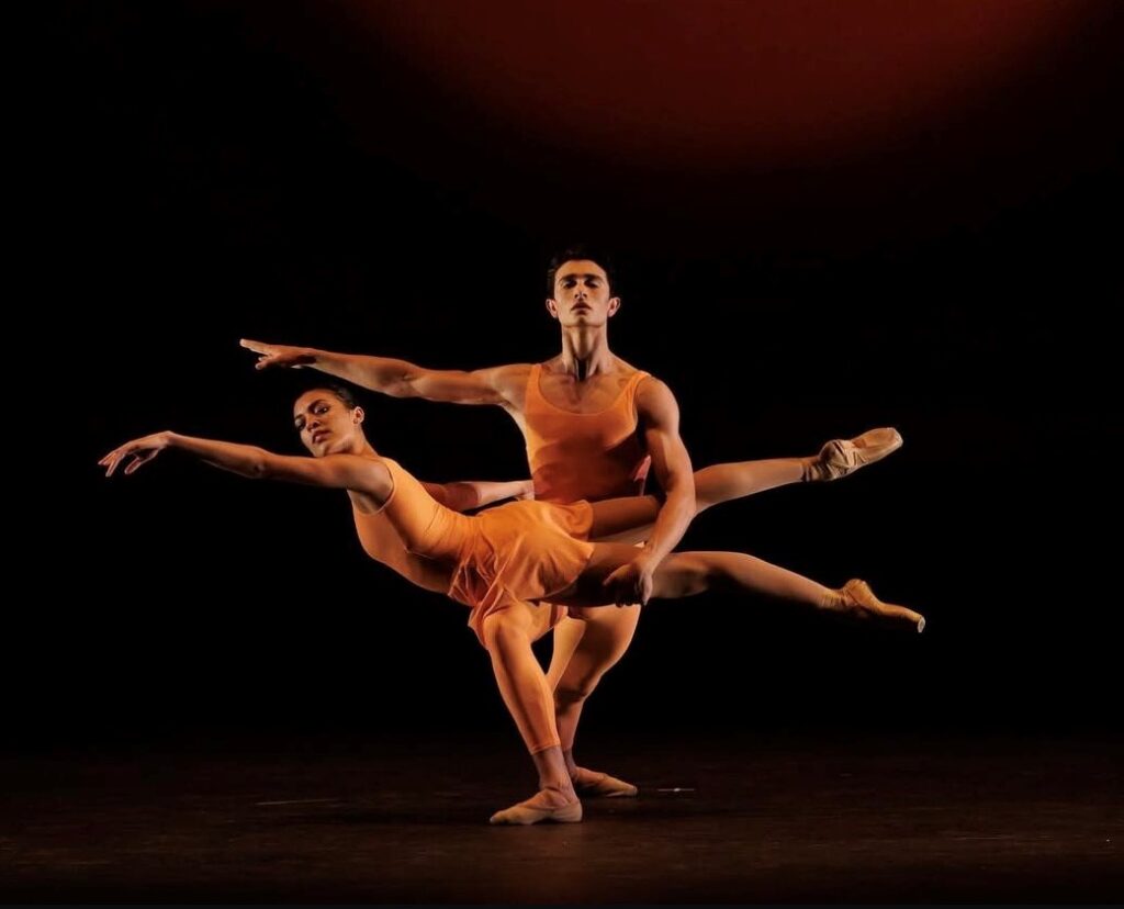 Kyra Coco performing a ballet duet on stage while enrolled in an online high school for flexible learning.